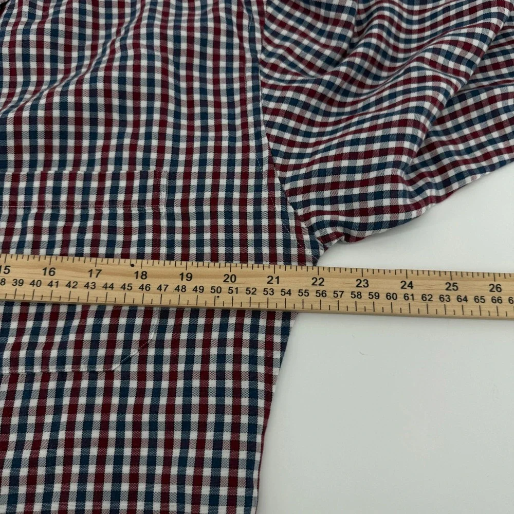 Pendleton Button Down Mens XL Navy Red Gingham Cotton Varsity Shirt